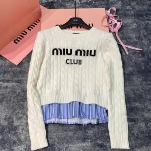 MIU MIU Embroidered Wool Knit Sweater