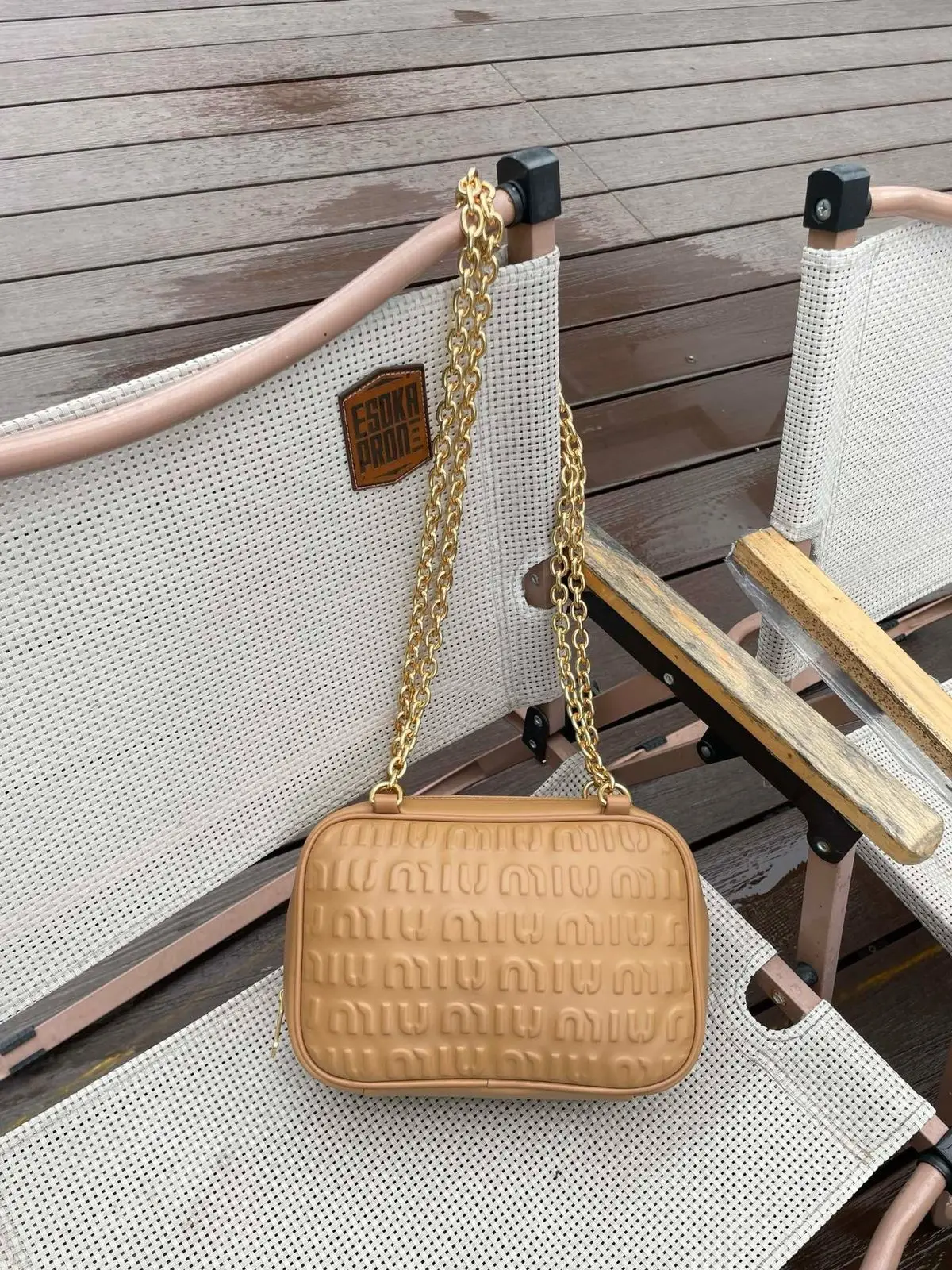 MIU MIU Embossed Logo Leather Bag MIU MIU Embossed Logo Leather Bag