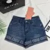 MIU MIU Logo-Print Denim Shorts for Women