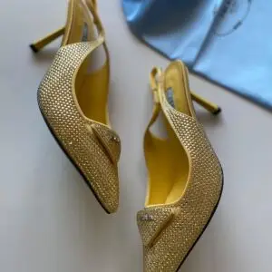 PRADA Embellished Satin Slingback Sandals