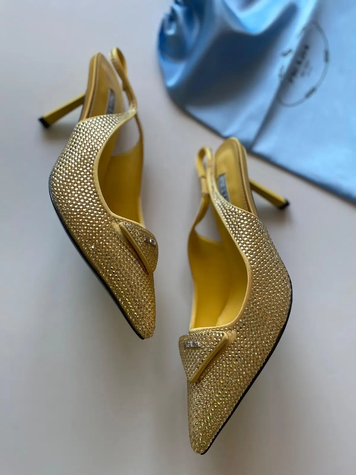 PRADA Embellished Satin Slingback Sandals PRADA Embellished Satin Slingback Sandals