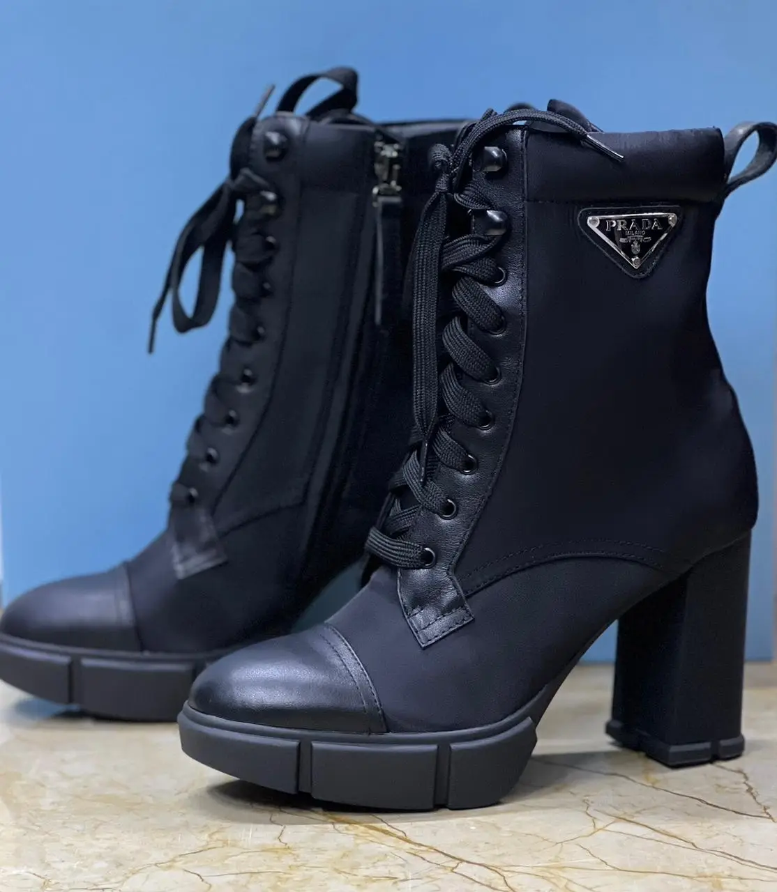 PRADA Leather Nylon Booties PRADA Leather Nylon Booties