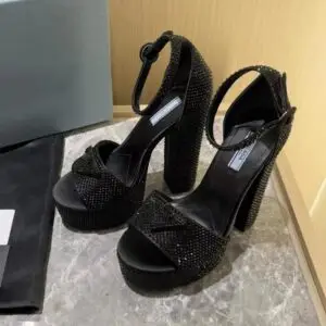 PRADA Crystal Inlay High Heel Sandals