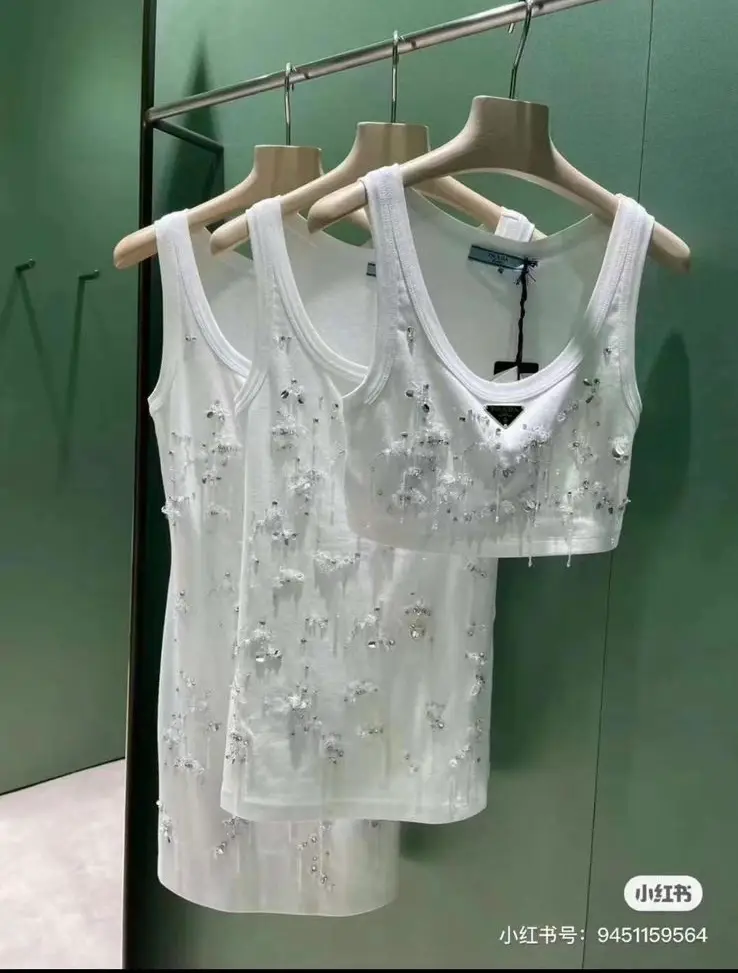 PRADA Cropped Embellished Tank Top PRADA Cropped Embellished Tank Top