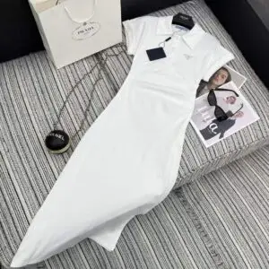 PRADA Cowl Neck Short Sleeve Dress