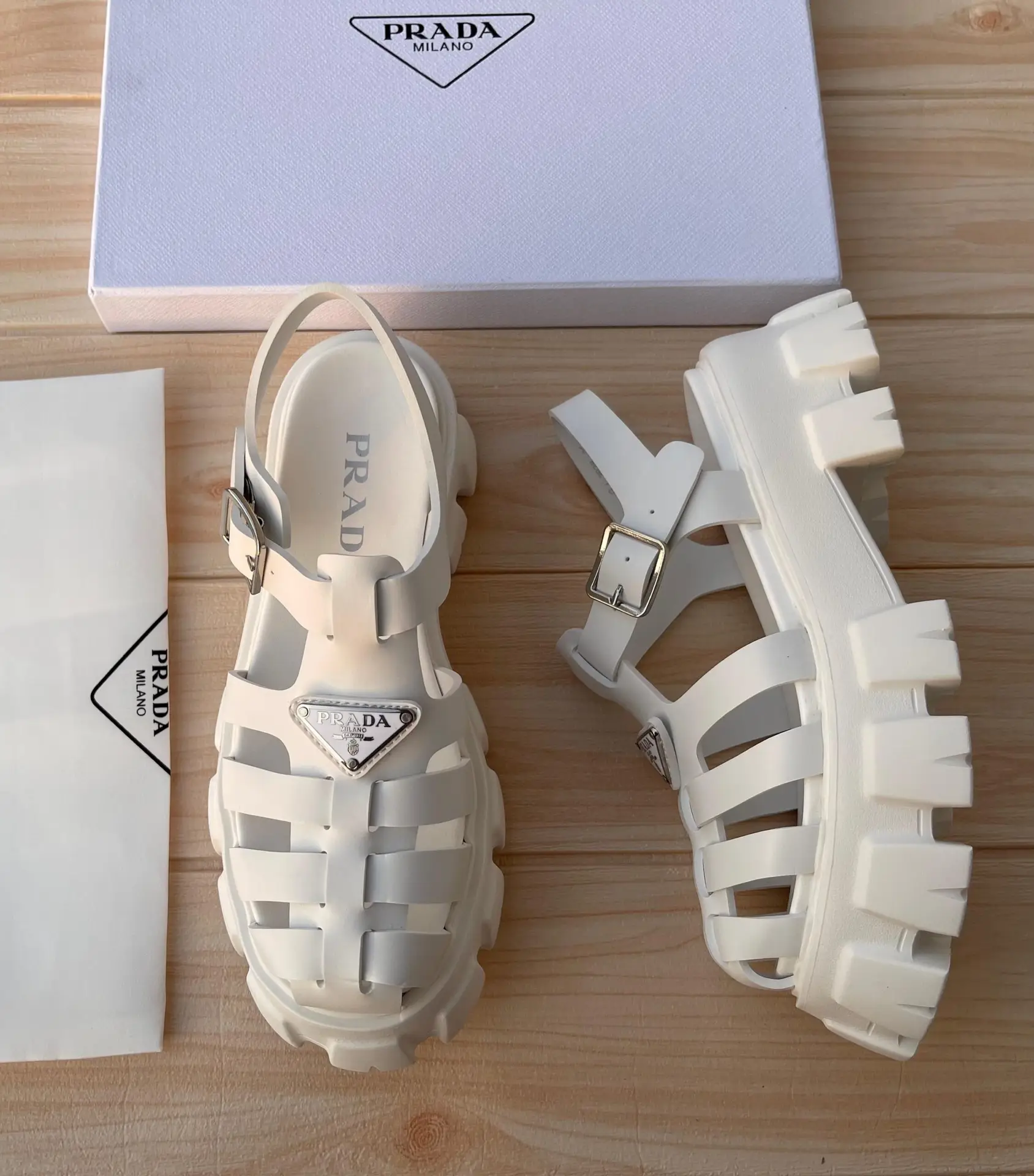 PRADA Monolith Leather Platform Sandals PRADA Monolith Leather Platform Sandals