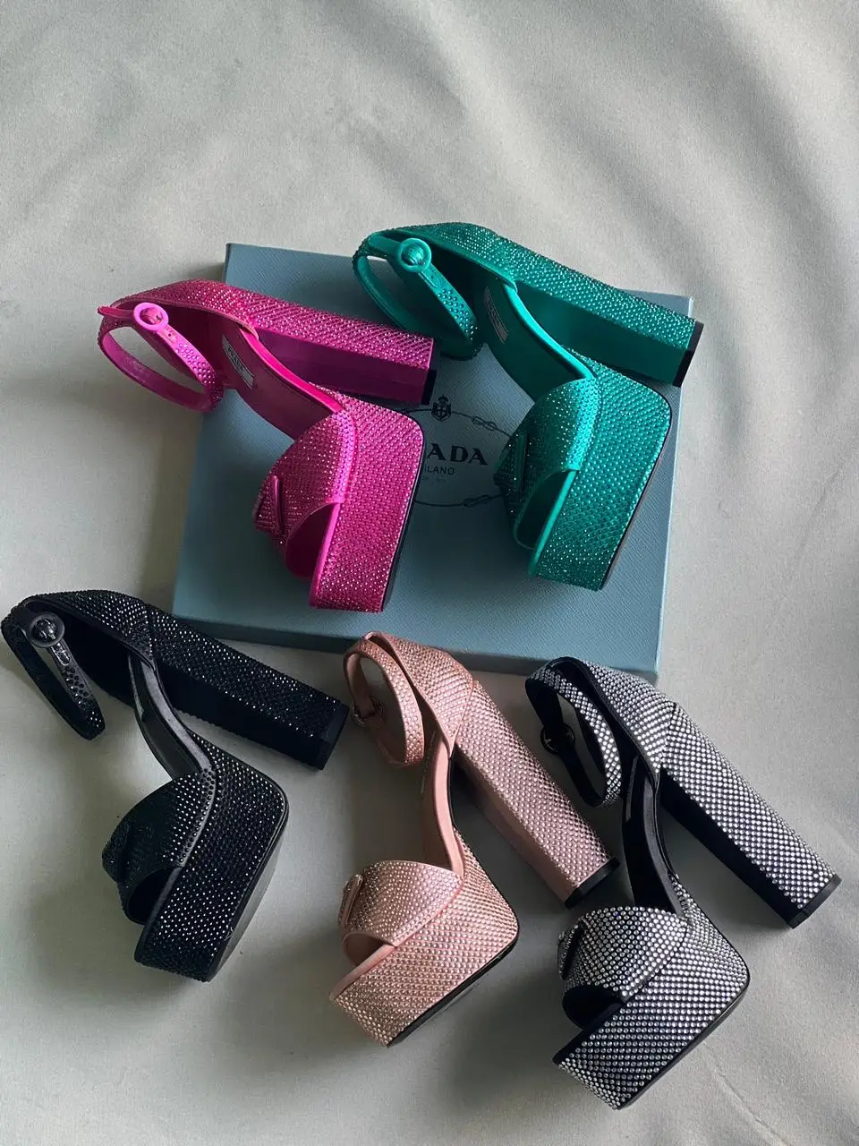 PRADA Rhinestone Platform Sandals PRADA Rhinestone Platform Sandals