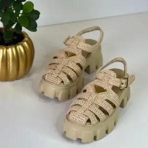 PRADA Monolith Crochet Platform Sandals