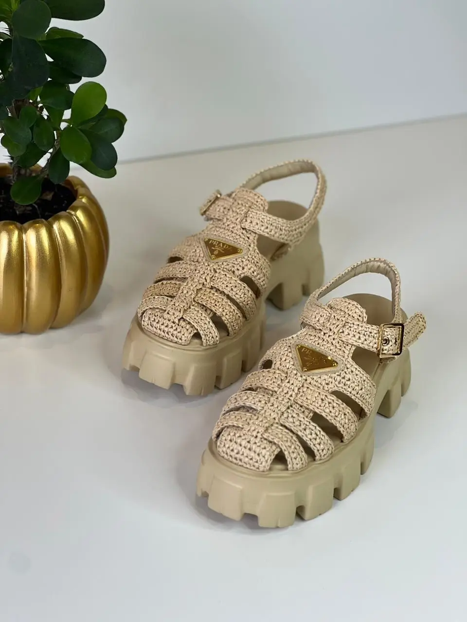 PRADA Monolith Crochet Platform Sandals PRADA Monolith Crochet Platform Sandals