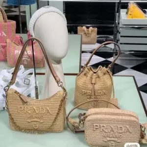PRADA Straw Bucket Bag