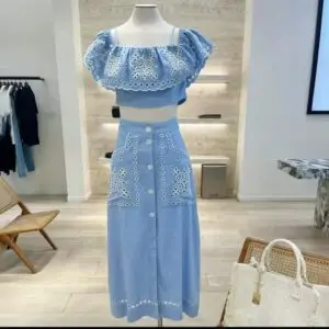 SANDRO Alona Eyelet Midi Skirt