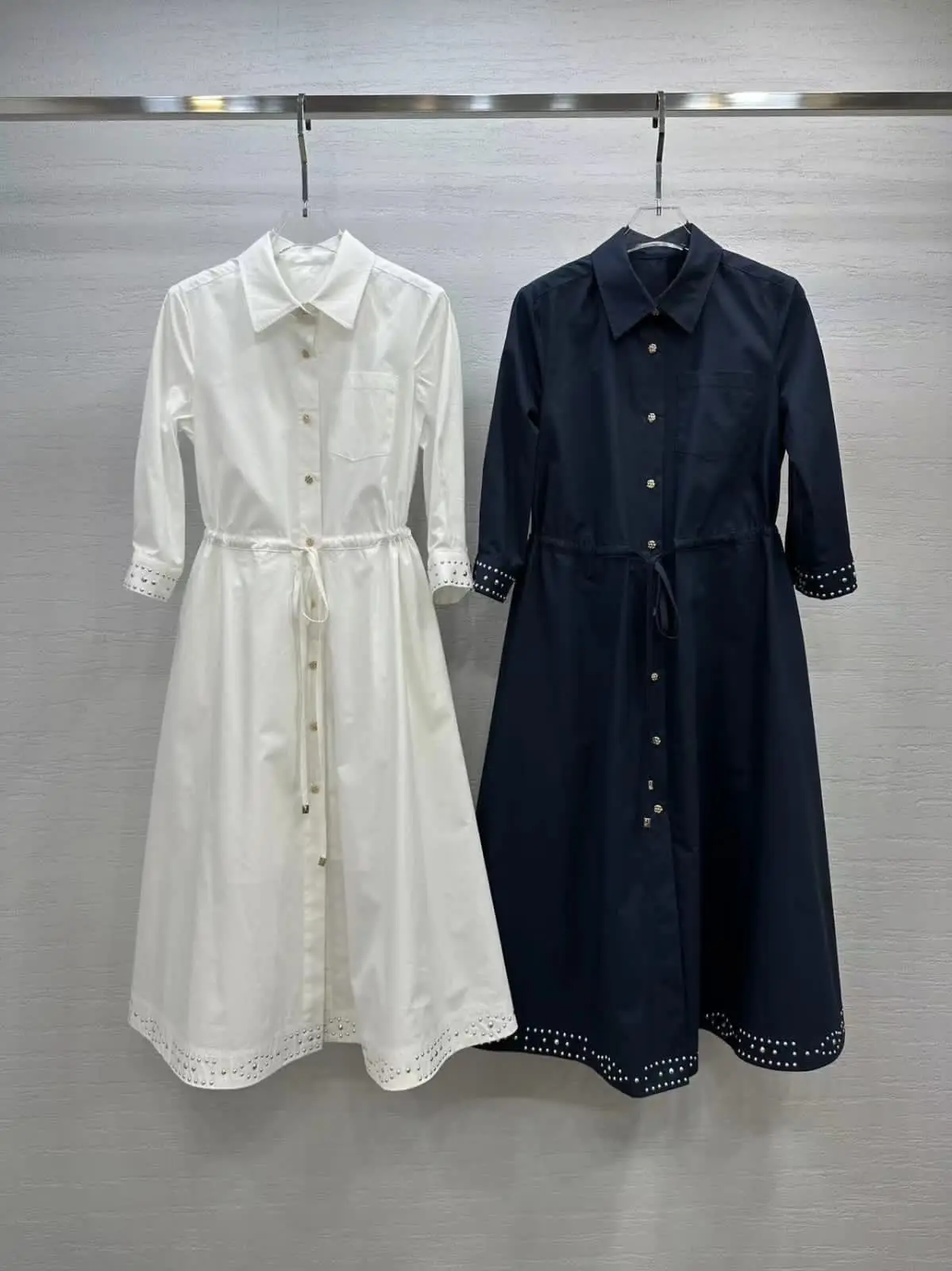 VALENTINO Long Sleeve Cotton Linen Dress VALENTINO Long Sleeve Cotton Linen Dress
