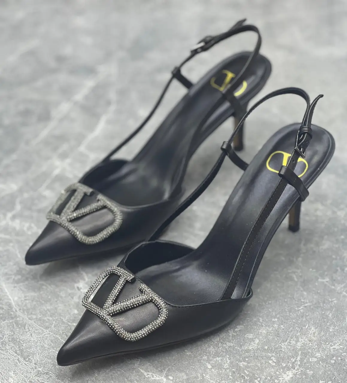 VALENTINO VLogo Stud Slingback Kitten Heels VALENTINO VLogo Stud Slingback Kitten Heels