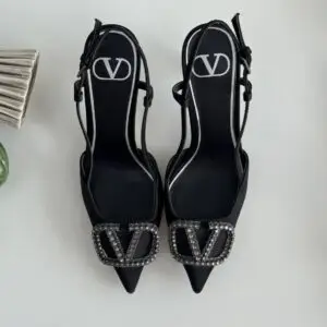 VALENTINO VLogo Stud Slingback Kitten Heels