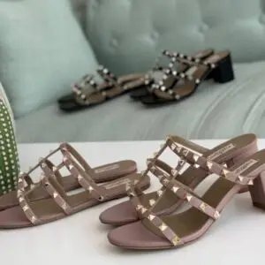 Valentino Rockstud Chunky Heel Sandals