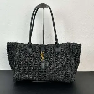 YSL Panier Raffia Tote Bag