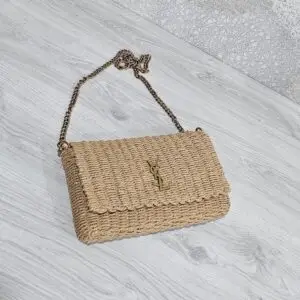 YSL Saint Laurent Kate Raffia Shoulder Bag