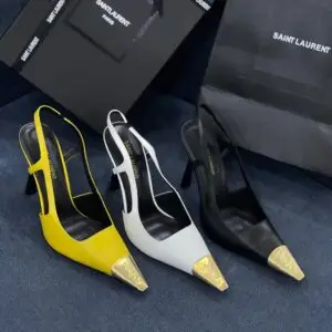 YSL Dirty Heel Sandals in Black Grained Leather