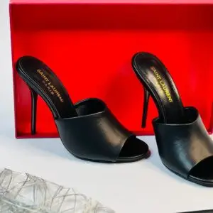 YSL Glossed Leather Mules