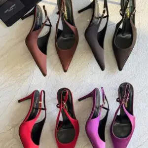 YSL Stiletto Mules in Black Leather