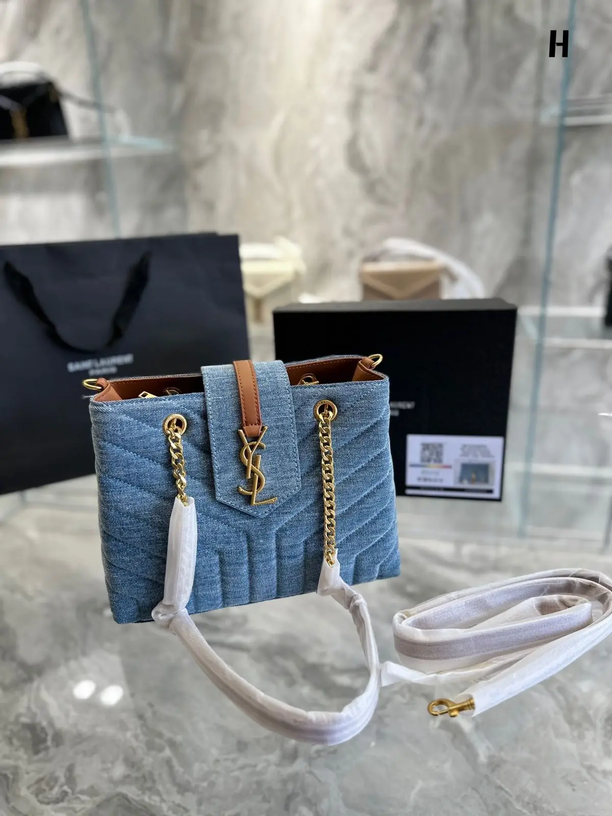 YSL Denim Puffer Tote Bag YSL Denim Puffer Tote Bag