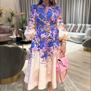 ZIMMERMAN High Tide Linen Floral Midi-Dress