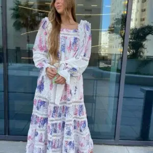 Zimmermann Square Neck Long Sleeve Maxi Dress