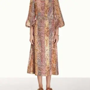 ZIMMERMAN Paisley Print Belted A-line Dress