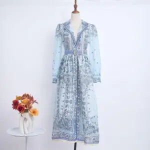 ZIMMERMAN Printing Long Sleeve Dress