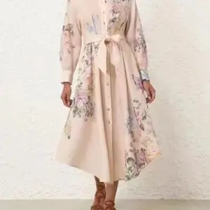 ZIMMERMAN Halliday Linen Tucked Shirt Dress