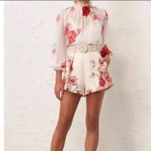 ZIMMERMANN Floral Linen Belted Shorts