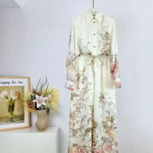 ZIMMERMANN Halliday Plunge Cream Floral Gown