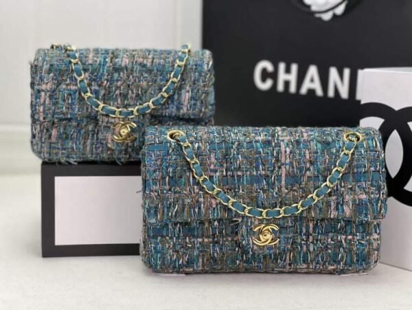Chanel Blue Mini Classic Rectangular Tweed Flap Bag