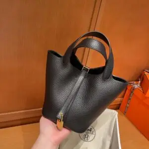 Saint Laurent Shiny Leather Bucket Bag