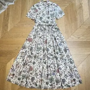 DIOR Style Floral Print Maxi Dress