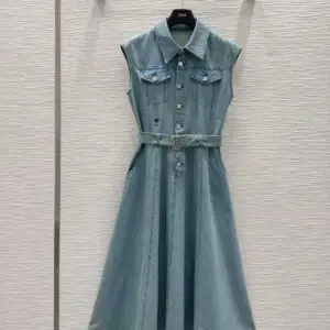 DIOR Oblique Denim Maxi Dress