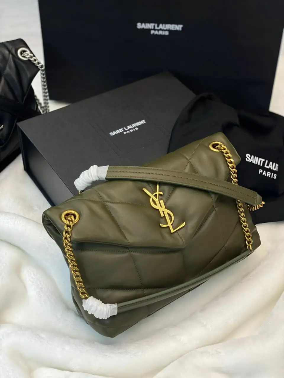 Saint Laurent Olive Puffer Loulou Bag Saint Laurent Olive Puffer Loulou Bag