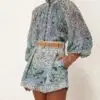 MIU MIU Print Belted Linen Shorts