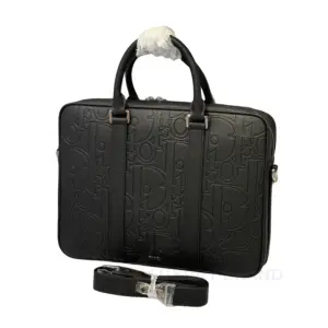 DIOR Zipped Briefcase Black Oblique Jacquard
