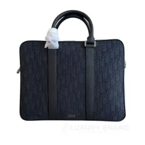 DIOR Zipped Black Oblique Jacquard Pouch