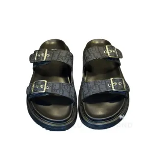 DIOR Men's Oblique Flat Sandal in Black
