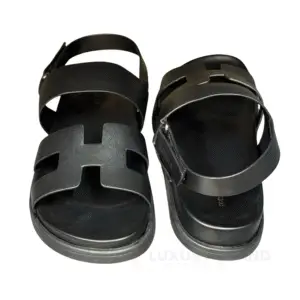 HERMES Black Chypre Sandals For Men