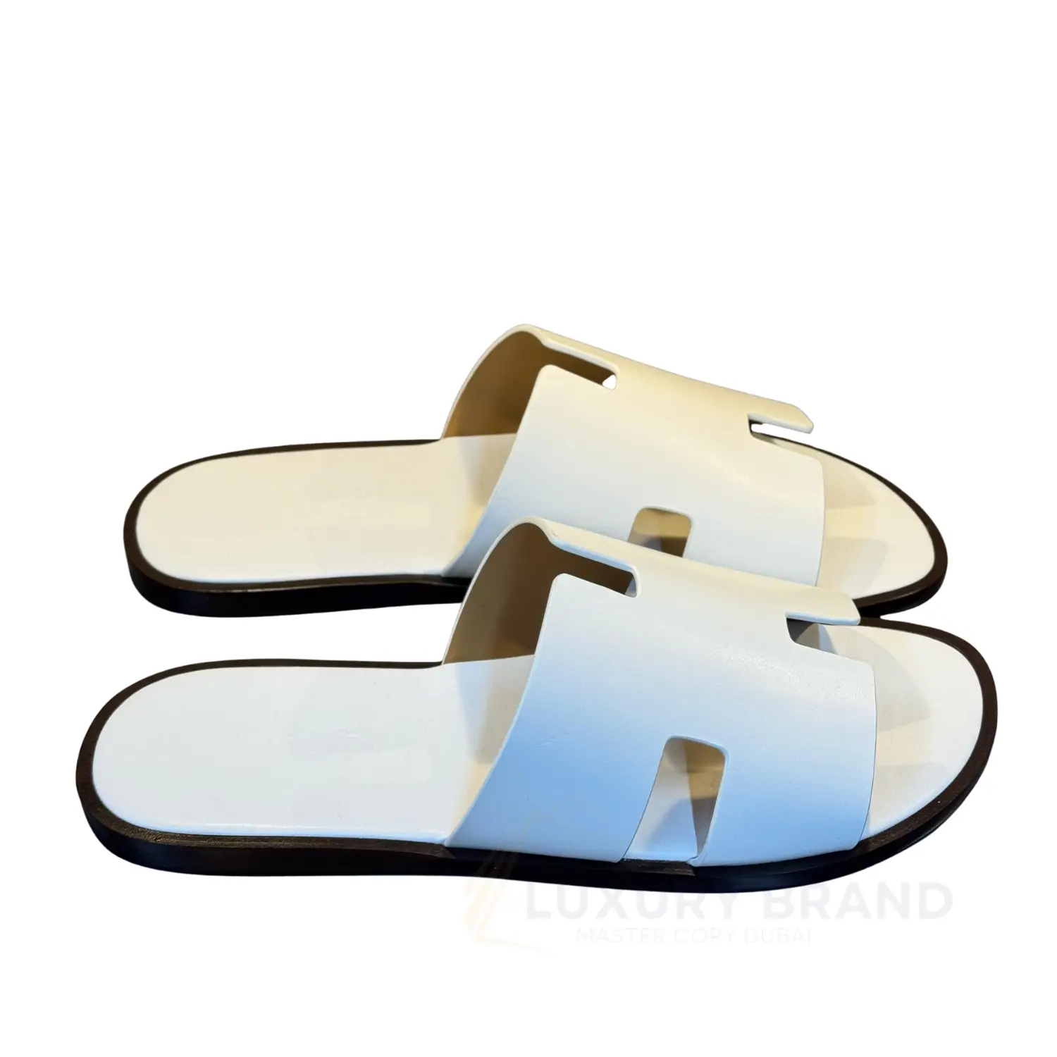 HERMES White Slide Sandals HERMES White Slide Sandals