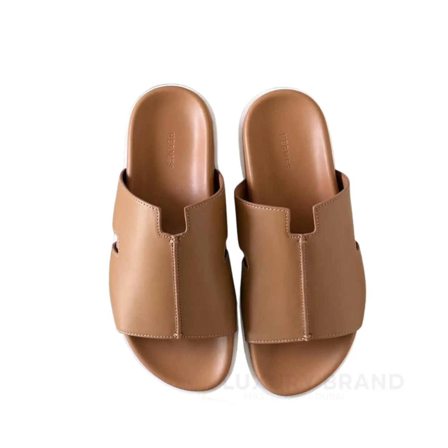 HERMES Baron Men's Caramel Leather Slippers HERMES Baron Men's Caramel Leather Slippers