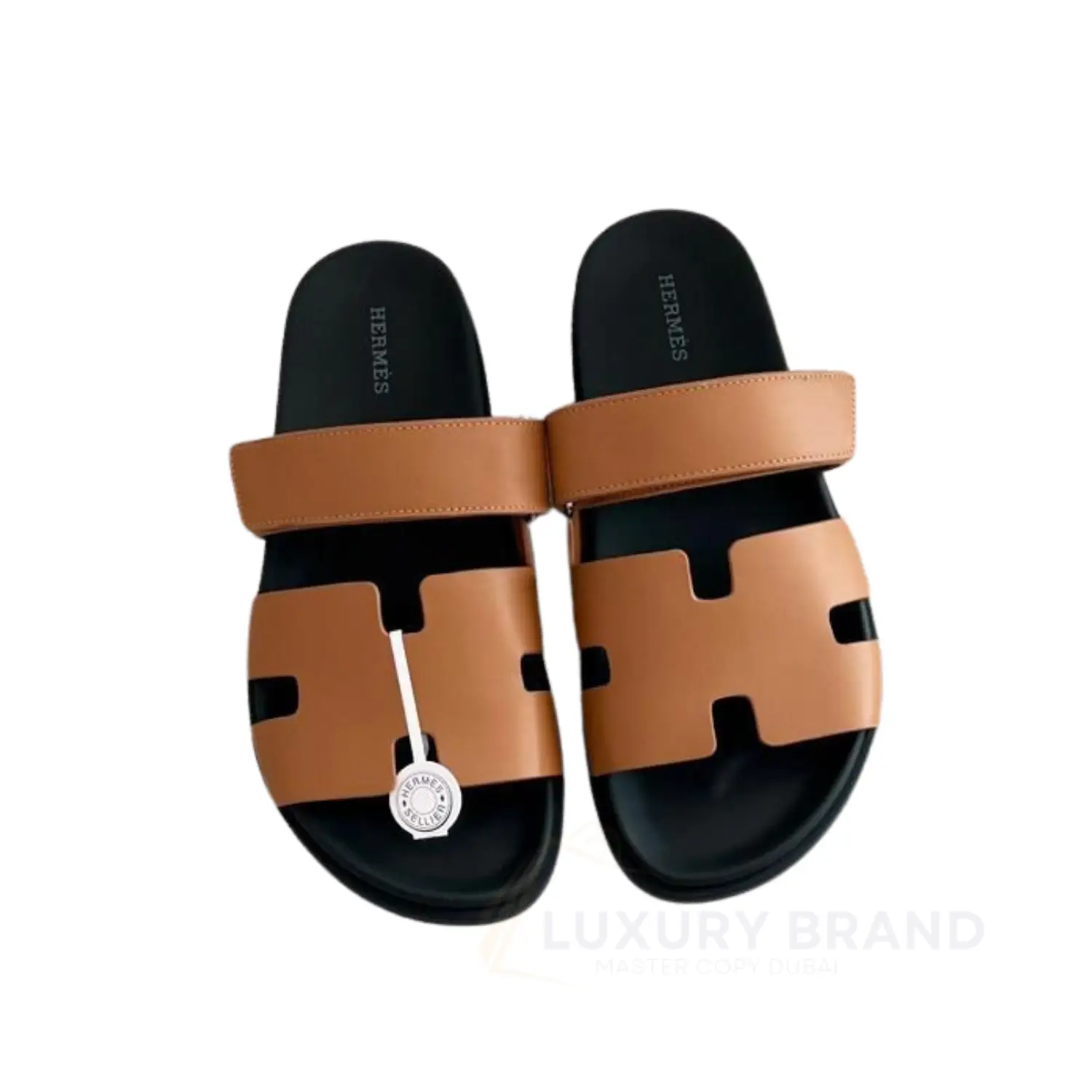 HERMES Natural Brown Gold Black Sandal for Men HERMES Natural Brown Gold Black Sandal for Men