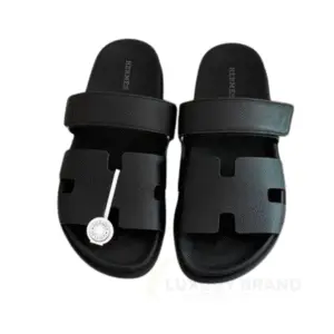 HERMES Black Calfskin Men's Sandal
