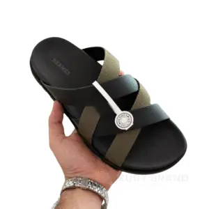HERMES Men's Black Interlocking Slipper