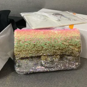 CHANEL Silver Sequins Mini Flap Bag