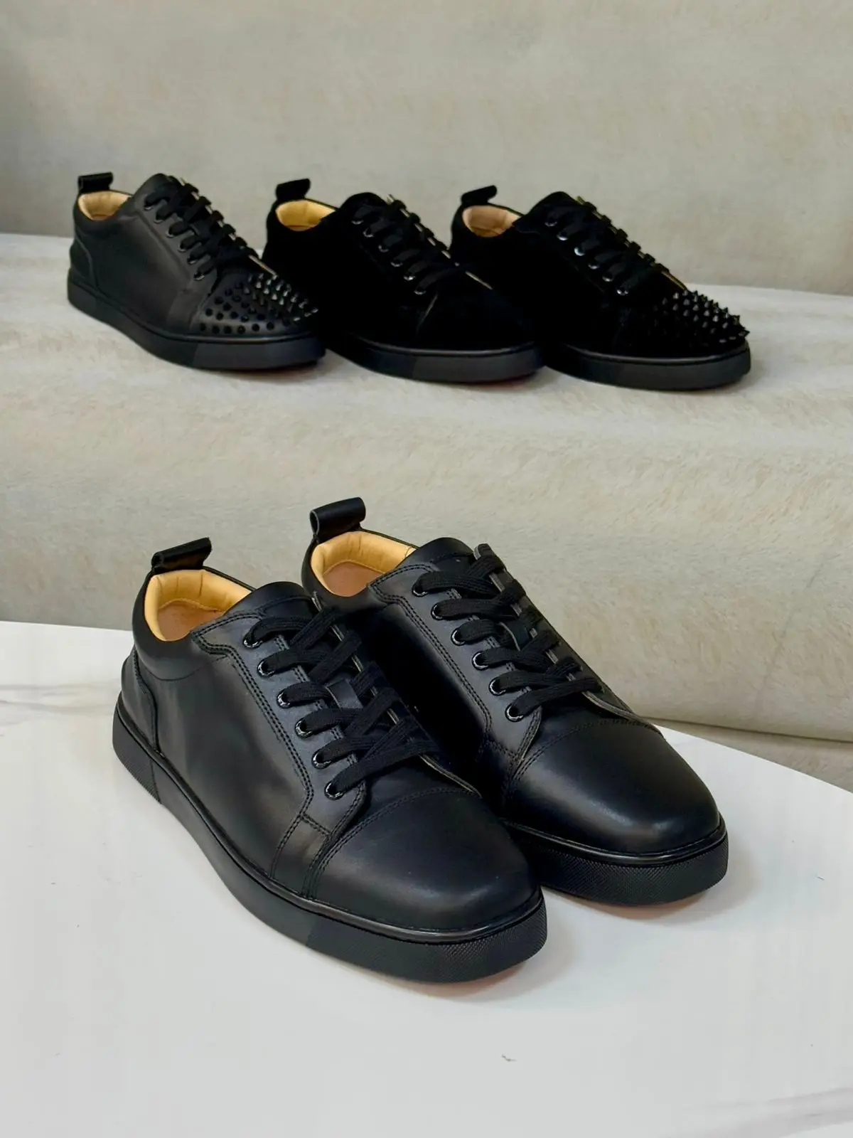 Christian Louboutin Black Leather Louis Flat Shoes Christian Louboutin Black Leather Louis Flat Shoes