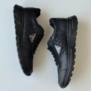 Prada Prax Black Leather Sneakers